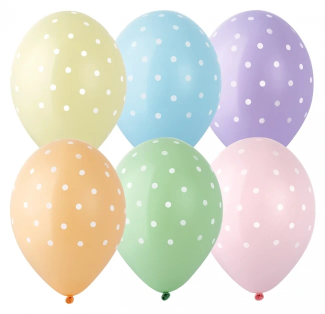 Bb (14''/35 см) Шелкография пастель Горошек мелкий, 25 шт.