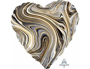 Аn (18''/46 см) СЕРДЦЕ Мрамор Black, 1 шт.