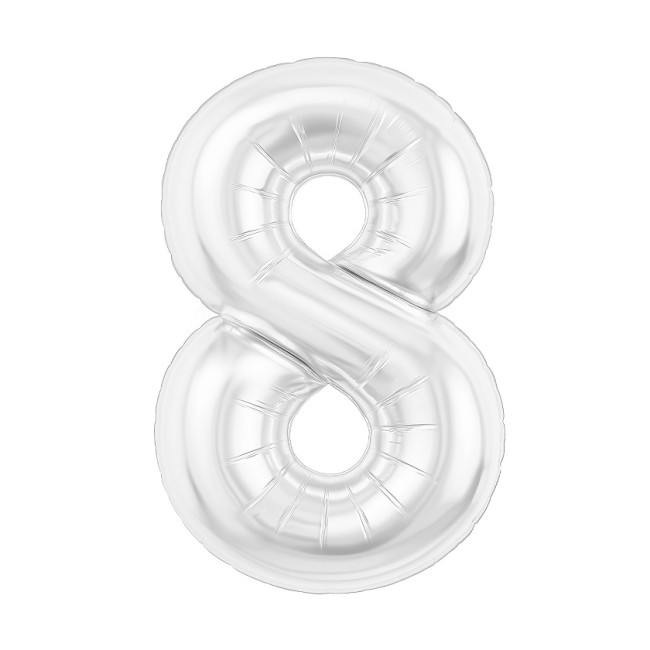 Ag (40''/102 см) Цифра, 8 Slim, Белый блеск, 1 шт. в уп.