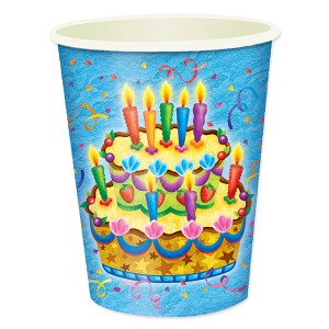 F 250мл Стаканы бумажные Праздничный торт 6шт