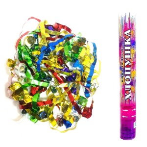 Пневмохлопушка (12''/30 см) Метал. цветная лента, серпантин, 1 шт.