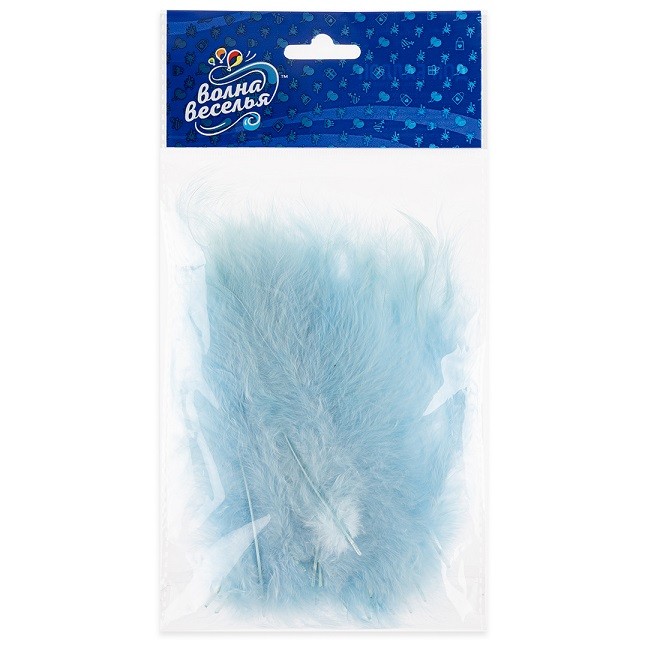 Перья, Премиум, Светло-голубой, 12-15 см, 30 шт.