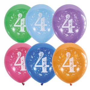 M (12&quot;/30 см) /Пастель+Декоратор (шелк) спец. ассорти 2 ст. рис Цифра Четыре, 10 шт.