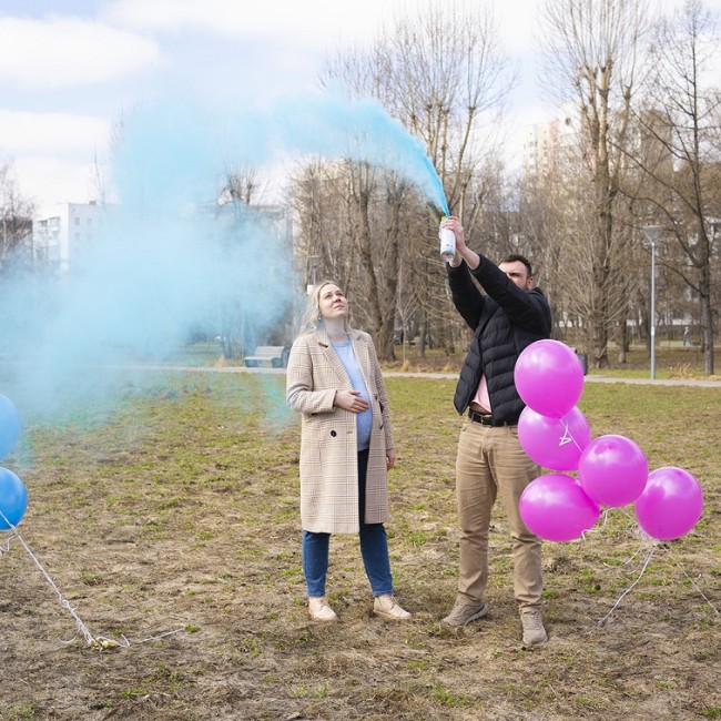 Спрей краска Холи для Гендер Пати, 6-7 сек, в коробке, Голубой, 100 г.