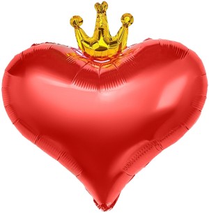 Fa (22''/56 см) Сердце, Золотая корона, Красный, 1 шт. в уп.