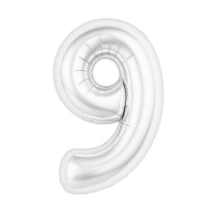 Ag (40''/102 см) Цифра, 9 Slim, Белый блеск, 1 шт. в уп.