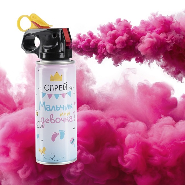 Спрей краска Холи для Гендер Пати, 6-7 сек, в коробке, Розовый, 100 г.