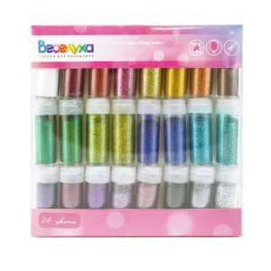 Глиттеры «Блестки» Ассорти в баночках, 24 шт.