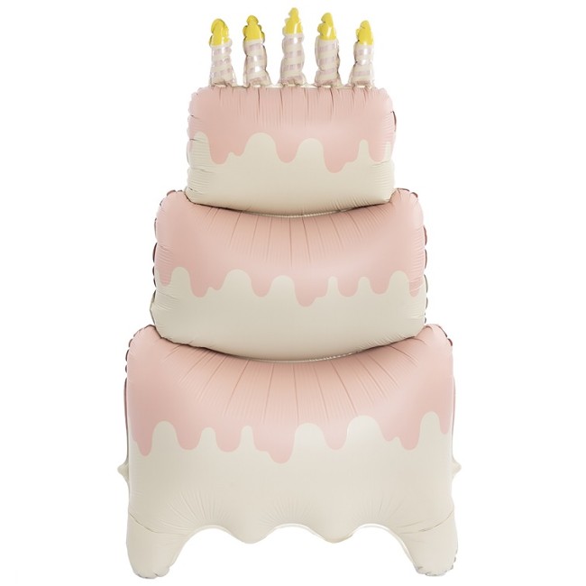 Fa (47''/119 см) Фигура 3D, Торт со свечками, Розовый, Сатин, 1 шт. в уп.