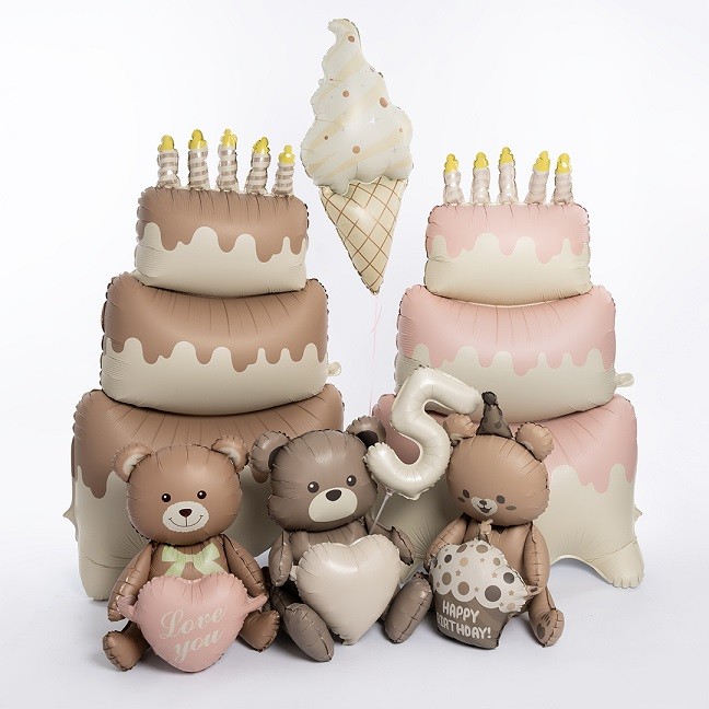 Fa (47''/119 см) Фигура 3D, Торт со свечками, Розовый, Сатин, 1 шт. в уп.