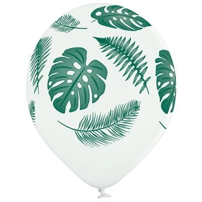 Bb (14''/35 см) Шелкография пастель Листья тропические, 25 шт.