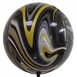 Fa (22"/56 см) Сфера 3D, Мрамор, Черный/Золото, Агат, 1 шт.