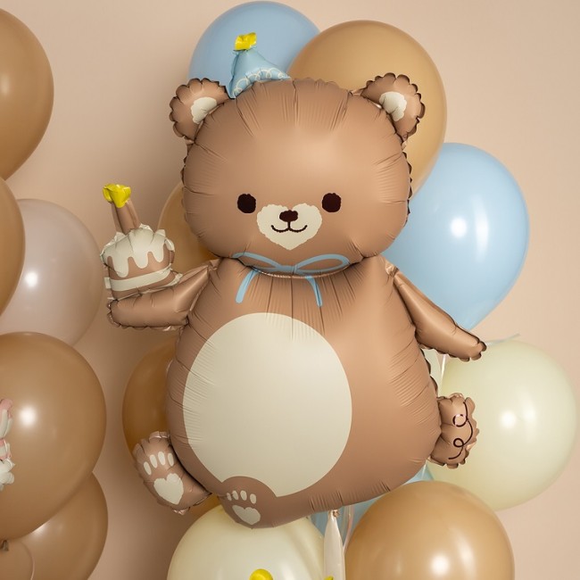 Fa (39''/99 см) Фигура, Мишка с кексиком, Бежевый, Сатин, 1 шт.