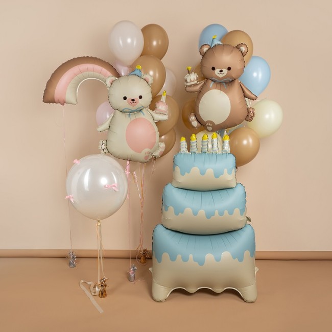 Fa (39''/99 см) Фигура, Мишка с кексиком, Бежевый, Сатин, 1 шт.