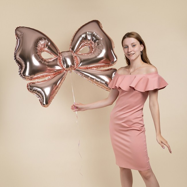 Fa (50''/127 см) Фигура, Бант, Розовое Золото, Металлик, 1 шт.