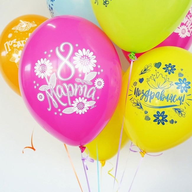 Bb (14''/35 см) Шар с рисунком 8 Марта, 50 шт.