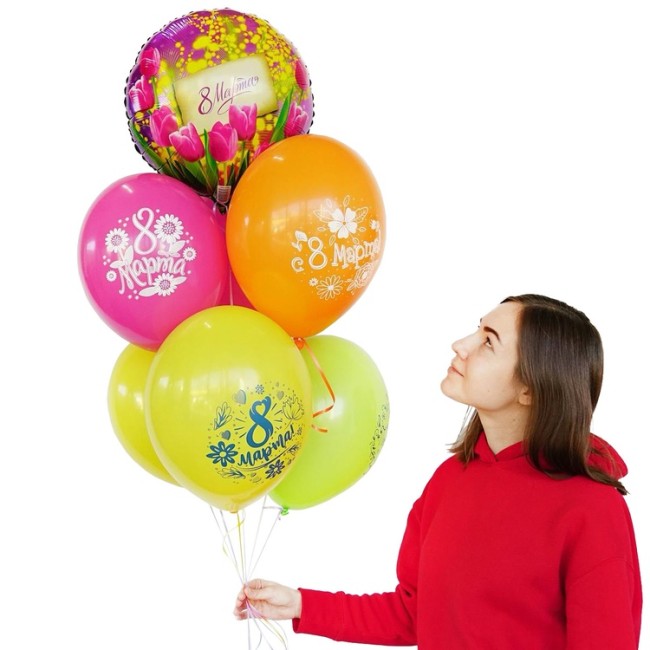 Bb (14''/35 см) Шар с рисунком 8 Марта, 50 шт.