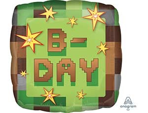 An (18"/46 см) TNT Party B-DAY Пиксели квадрат S40 (1 шт.)