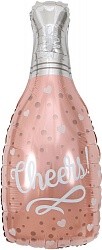 Fa (35"/89 см) Фигура, Бутылка, Шампанское "Конфетти сердец", Розовое Золото (1 шт.)