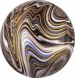 Fa (22"/56 см) Сфера 3D, Мрамор, Золотая нить, Черный, Агат, 1 шт.