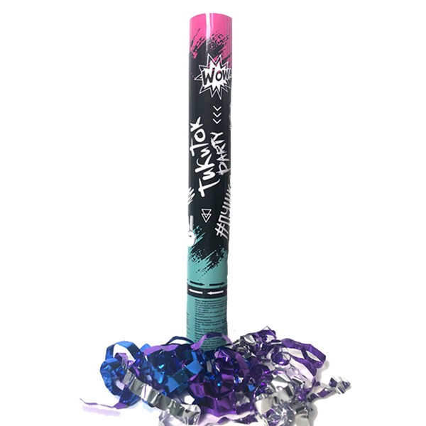 Пневмохлопушка ТикиТок Party, pink&blue серпантин 30 см