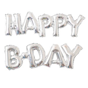 Y Фигура 89 буквы HAPPY B-DAY SILVER 59см Х 90см