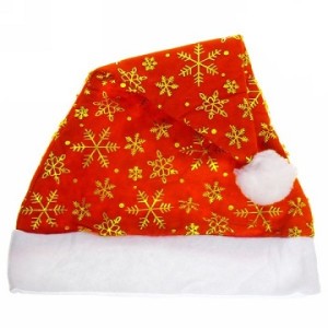 Колпак Новогодний, Золотые снежинки, Красный, 1 шт.