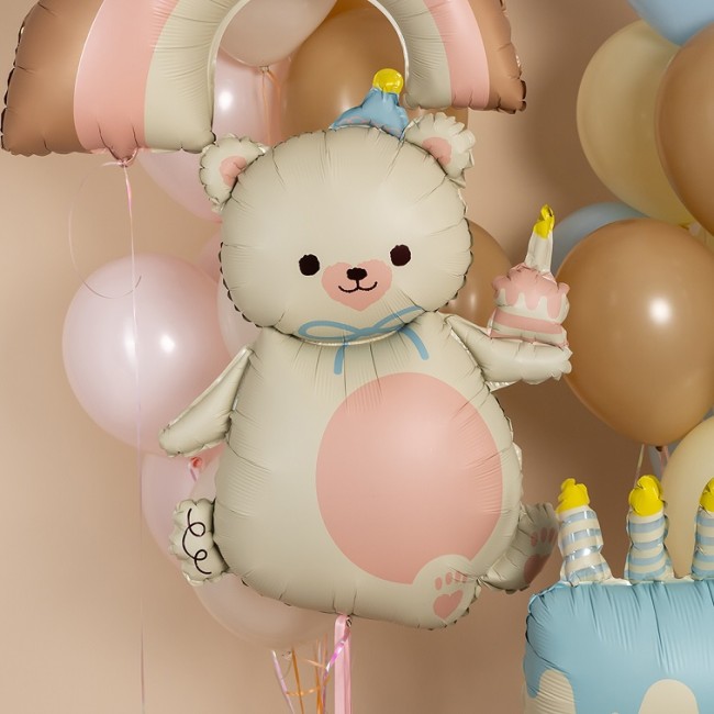 Fa (39''/99 см) Фигура, Мишка с кексиком, Кремовый, Сатин, 1 шт.