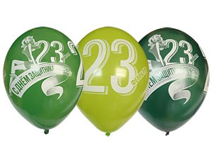 Bb (14''/35 см) Шелкография ассорти 23 Февраля, 25 шт.