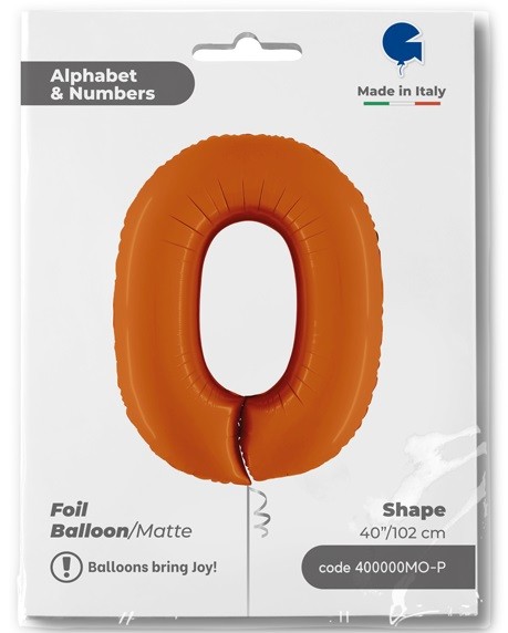 Gr (40''/102 см) Цифра, 0, Оранжевый, Сатин, 1 шт. в уп.