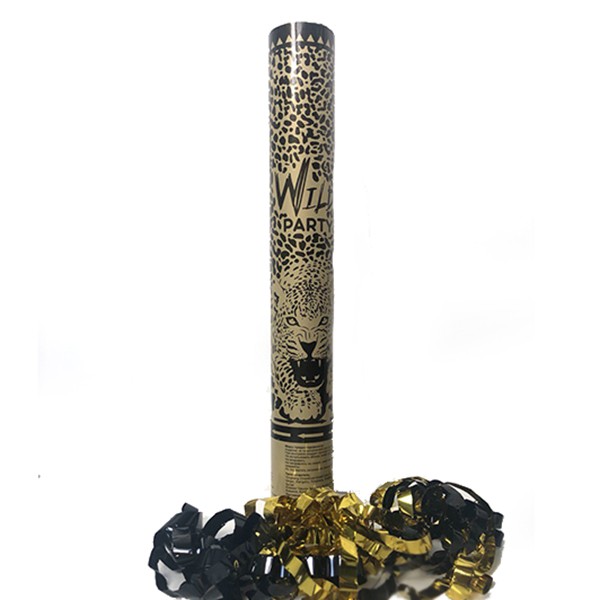 АС 30 см Пневмохлопушка Wild Party, black&gold серпантин, 1 шт.