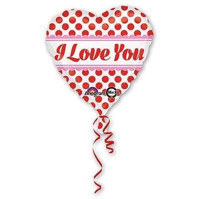 An (18"/45 см) Сердце, ILY Красный горошек, 1 шт.