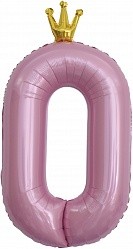 Fa (40"/102 см) Цифра, 0 Золотая корона, Розовый, 1 шт. в упак.