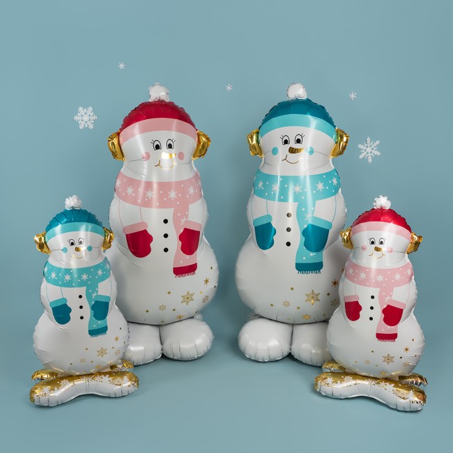 Fa 3D (47''/119 см) Фигура на подставке, Снеговик в розовом шарфе, 1 шт. в уп.