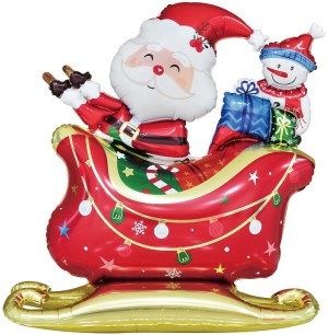Fa 3D (46''/117 см) Фигура, Дед Мороз на санях с подарками, 1 шт. в уп.