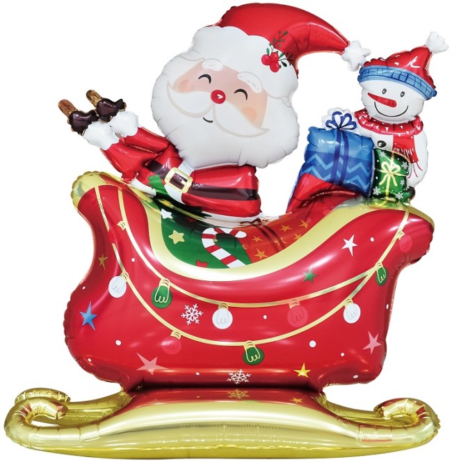 Fa 3D (46''/117 см) Фигура, Дед Мороз на санях с подарками, 1 шт. в уп.