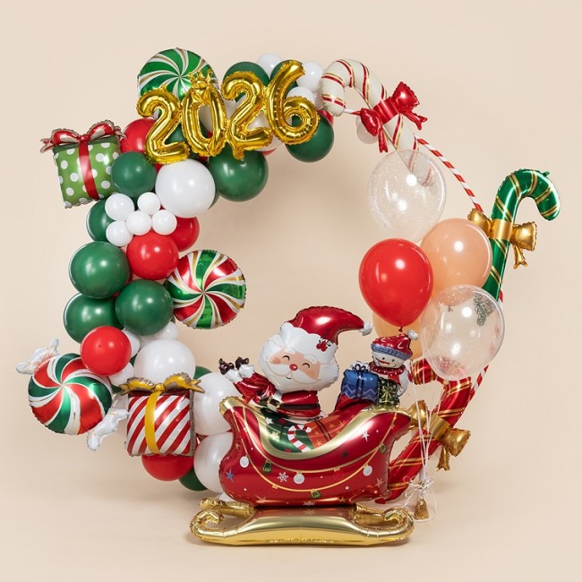 Fa 3D (46''/117 см) Фигура, Дед Мороз на санях с подарками, 1 шт. в уп.