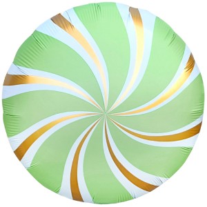 Fa (18''/46 см) Круг, Леденец, Мятный/Золото, Сатин, 1 шт.