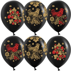 Дб (12''/30 см) Хохлома, Черный, пастель, 5 ст, 25 шт.