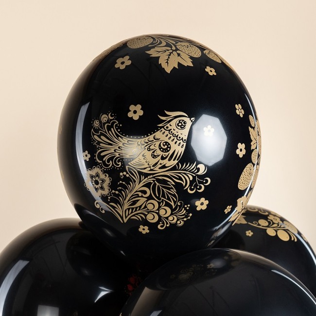 Дб (12''/30 см) Хохлома, Черный, пастель, 5 ст, 25 шт.