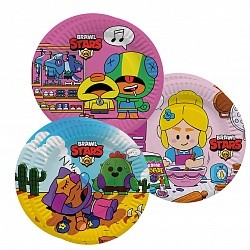 Тарелки (7"/18 см) Brawl Stars, Команда бойцов, дизайн №1, 6 шт.