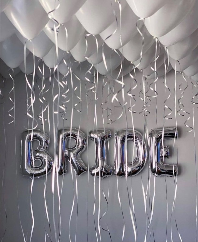 Набор шаров-букв (16''/41 см) Мини-Надпись "BRIDE", Серебро, 1 шт. в уп.