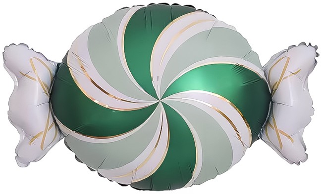 Fa (25''/64 см) Фигура, Конфета, Золотые полоски, Зеленый/Белый, 1 шт.