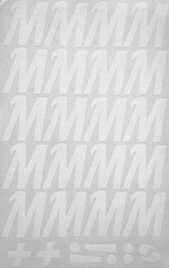 Наклейки буквы 5 см "М" белые, 1 лист