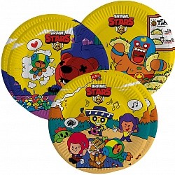 Тарелки (9"/23 см) Brawl Stars, Команда бойцов, дизайн №1, 6 шт.