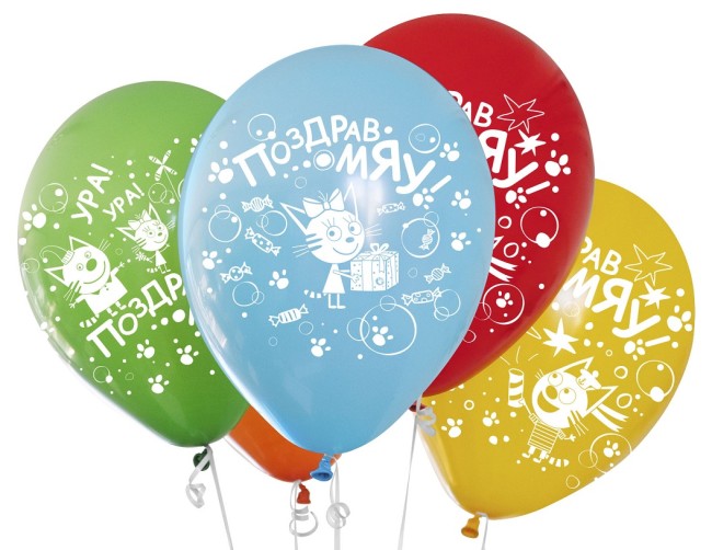 Вв (12''/30 см) Три Кота, Ассорти, пастель, 5 ст, 25 шт.