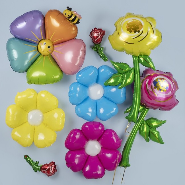 Fa (39''/99 см) Цветок, Ромашка с пчелкой (надув воздухом), Разноцветный, 1 шт.