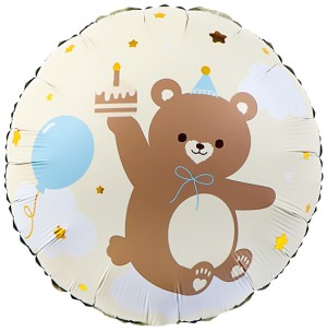 Fa (18''/46 см) Круг, Мишка с кексиком, Кремовый, 1 шт. в уп.