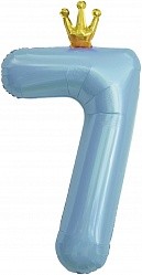 Fa (40"/102 см) Цифра, 7 Золотая корона, Голубой, 1 шт. в упак.