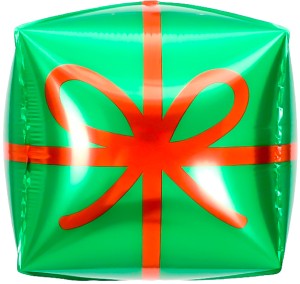 Fa 3D (22''/56 см) Куб, Подарок, Зеленый/Красный, 1 шт.